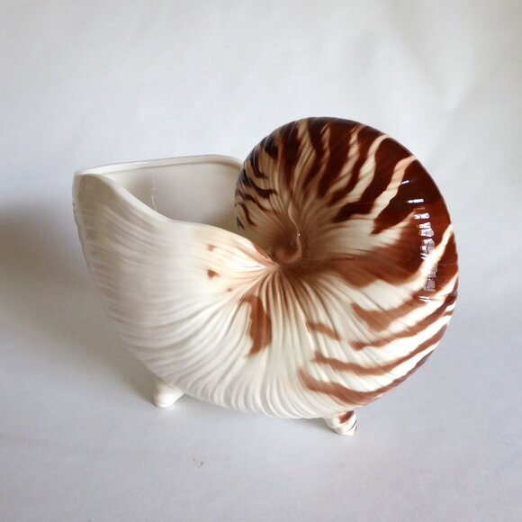 VINTAGE FITZ & FLOYD BRAND LARGE NAUTILUS SHELL CENTERPIECE BOWL WINE CHILLER - Picture 4 of 11